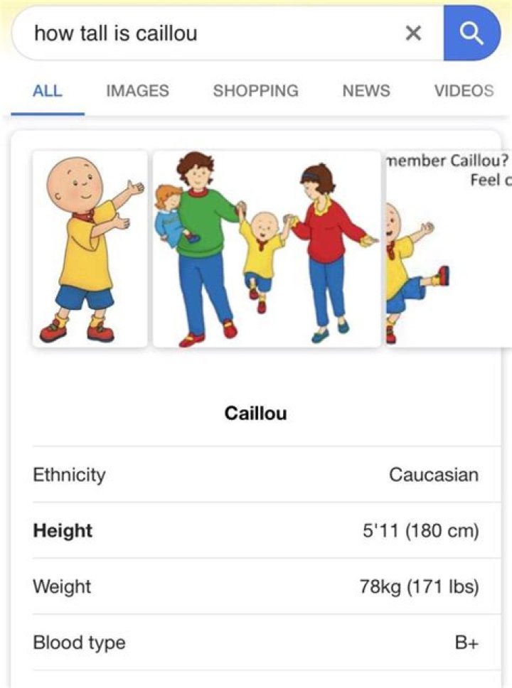 How Tall Is Caillou How Tall Is Caillou